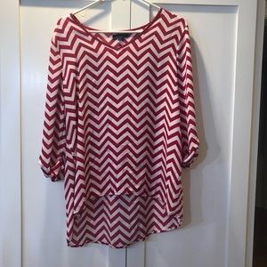 Sheer Chevron Pink/white Shirt
